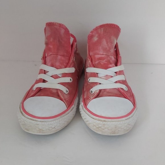 CONVERSE ALL STAR | Double Tongue Tye Dye Sneakers Pink White Size 2 - Picture 2 of 9